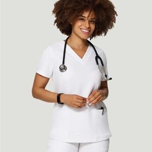 White Mandala 6 Pocket Scrub Top